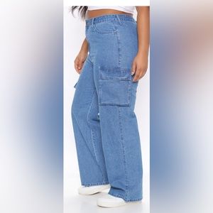 Half Pipe Non Stretch Cargo Skater Jeans- Medium Blue Wash